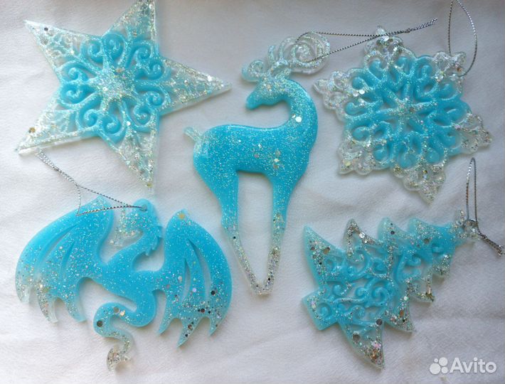 Елочные игрушки из эпоксидной смолы