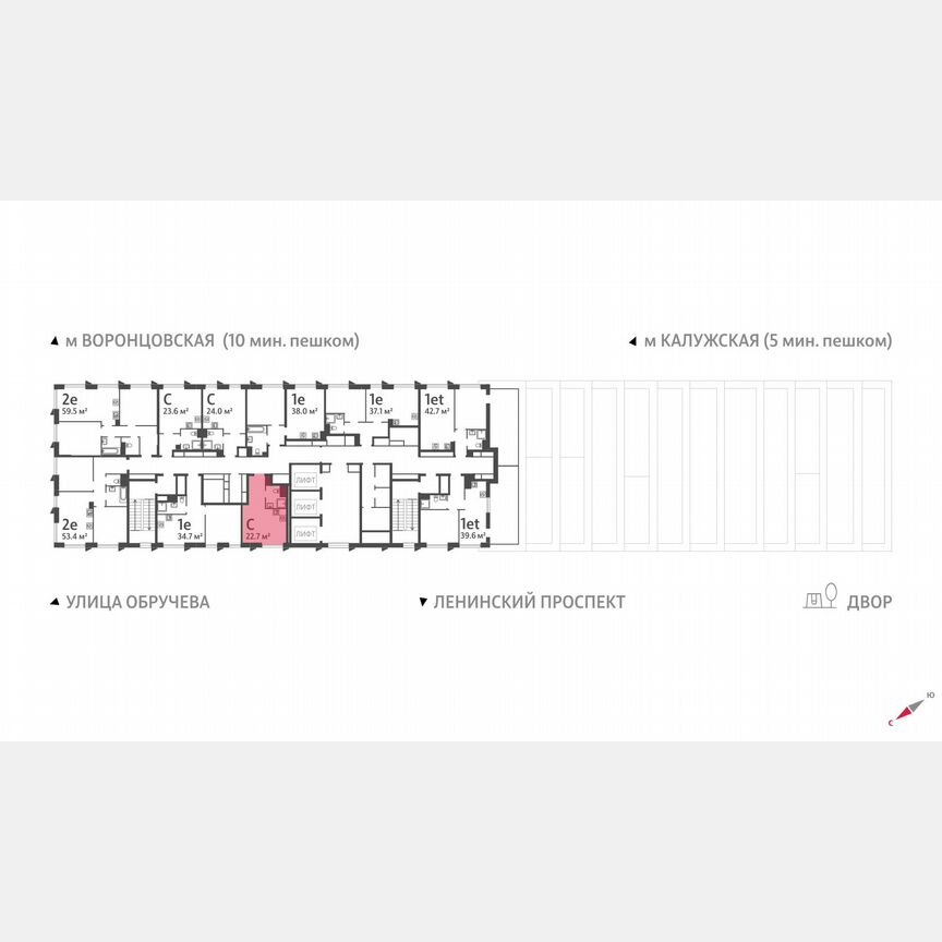 Квартира-студия, 22,7 м², 41/58 эт.