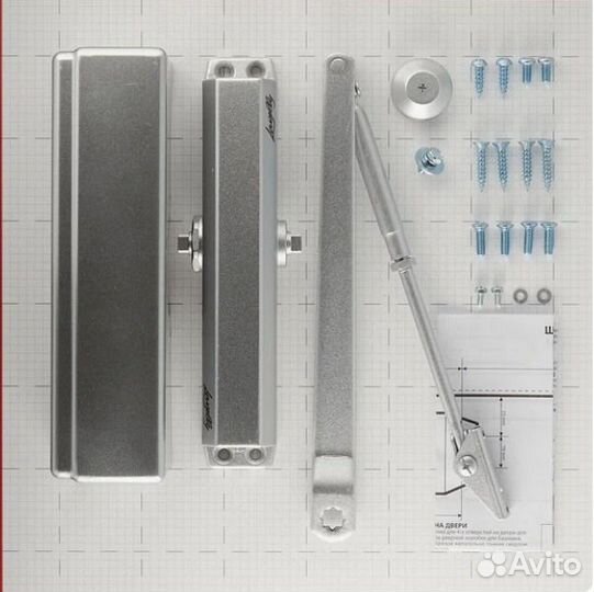 Доводчик дверной Lavelly 120 - до 120 кг. серебро