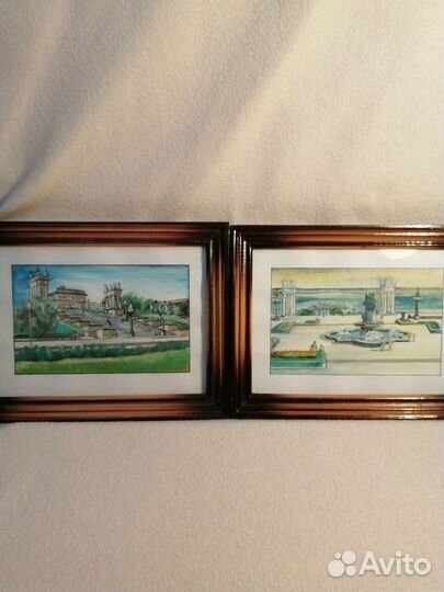 Картина акварель город