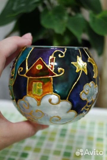 Подсвечник витражная роспись