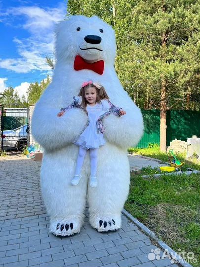 Поздравление Белого Мишки,Ростовая кукла мишка