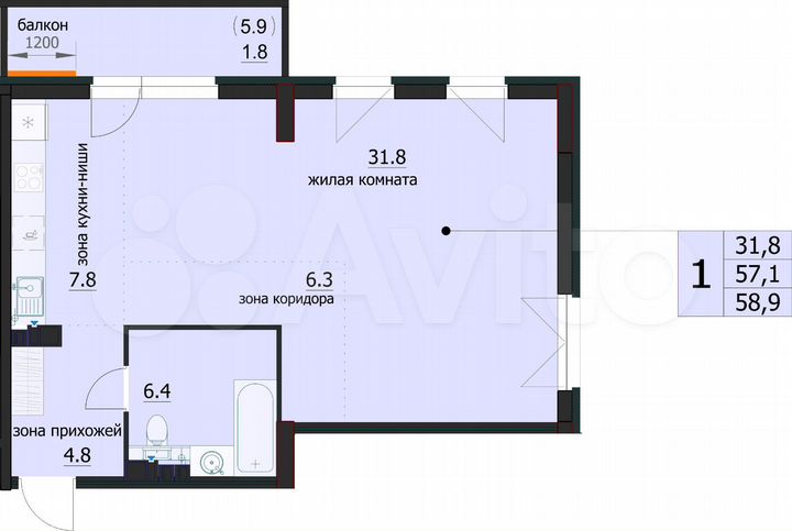 3-к. квартира, 58,9 м², 8/12 эт.