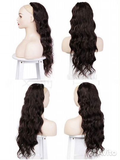 Накладной хвост каштановый кудрявый