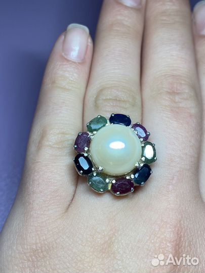 Серебряный комплект с натуральными камнями