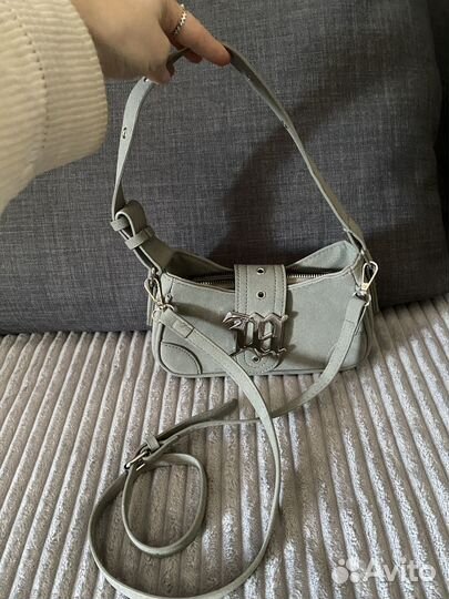 Новая серая Сумка misbhv yk2 под замшу