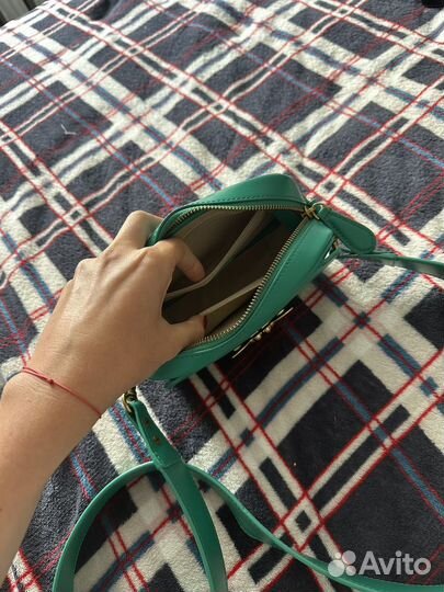 Сумка pinko натуральная кожа бирюзовая