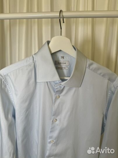 Голубая рубашка Albione (100% хлопок) 40S