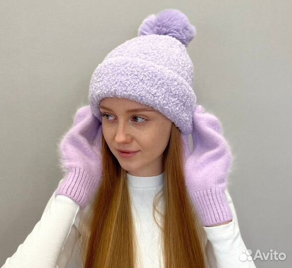 Шапка из ангоры, шапка из шерсти, зимняя шапка