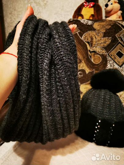 Комплект шапка и снуд женский