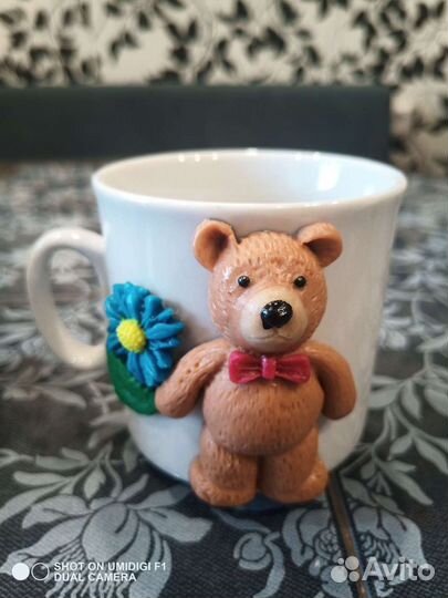 Кружка с декором из полимерной глины