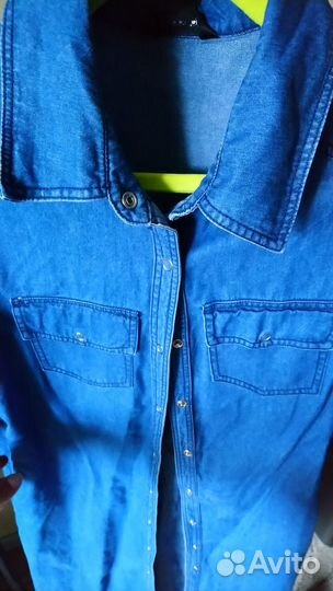 Джинсовое платье рубашка 46-48