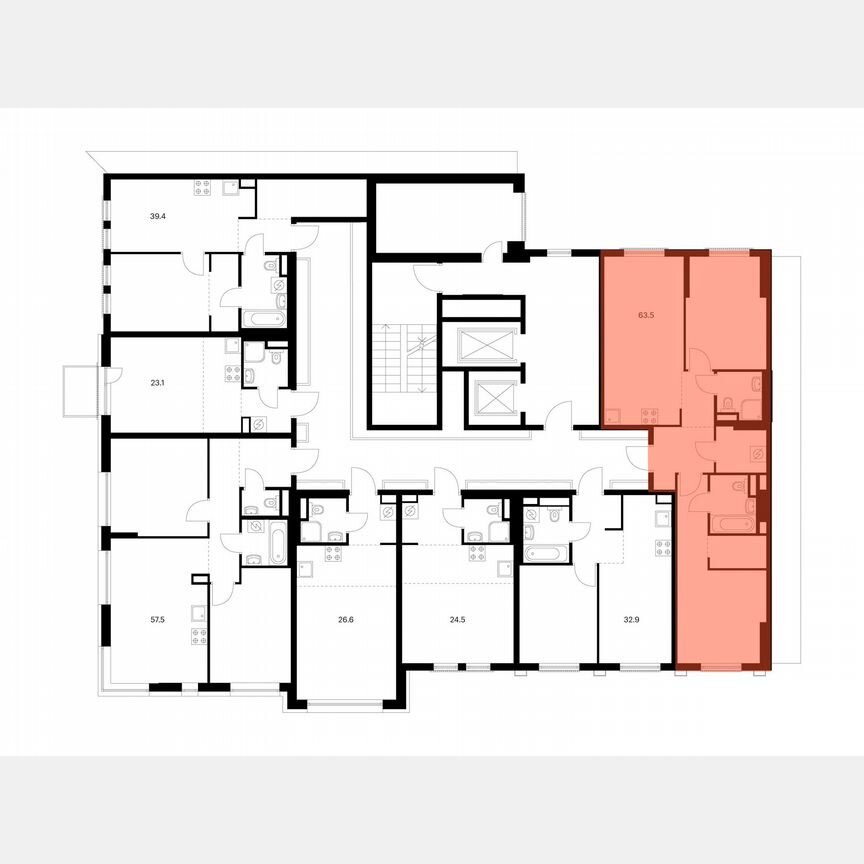 2-к. квартира, 63,5 м², 3/12 эт.