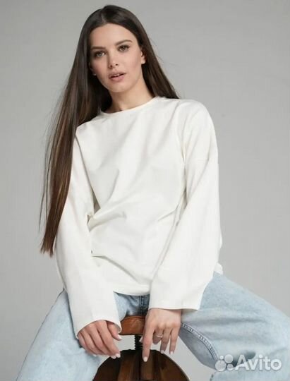 Лонгслив белый оверсайз