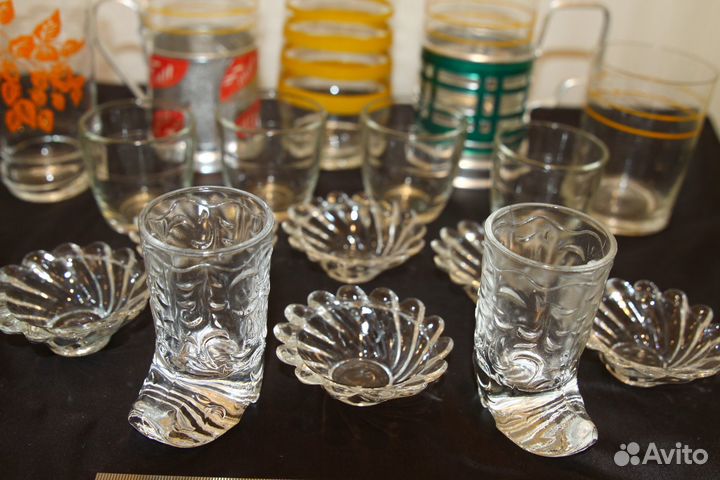 Стаканы, стопки, стекло, подстаканники СССР 28 шт