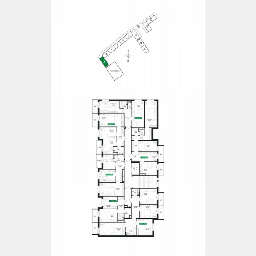 1-к. квартира, 42,9 м², 3/8 эт.