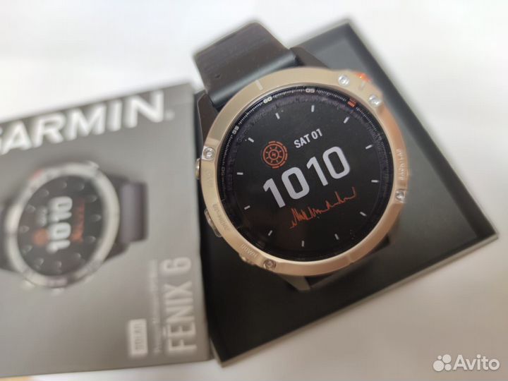Часы fenix 6 Solar серебристый с черным ремешком