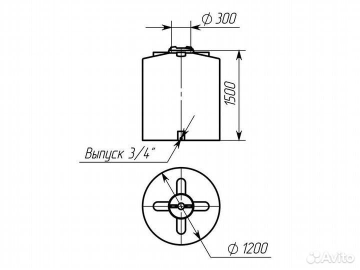 Емкость тцвп-1500 л