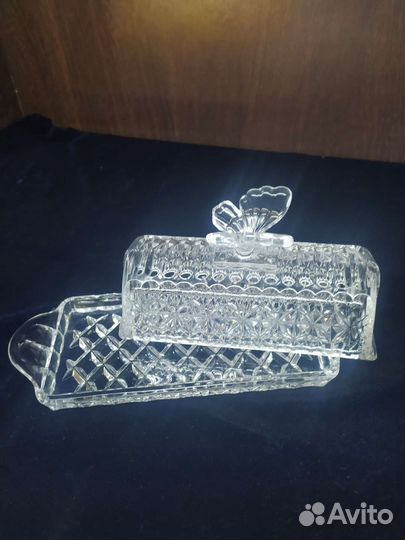 Хрустальная икорница Богемия