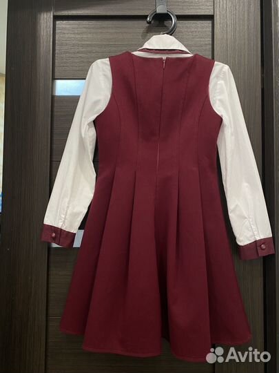 Школьный комплект для девочек (сарафан+рубашка)