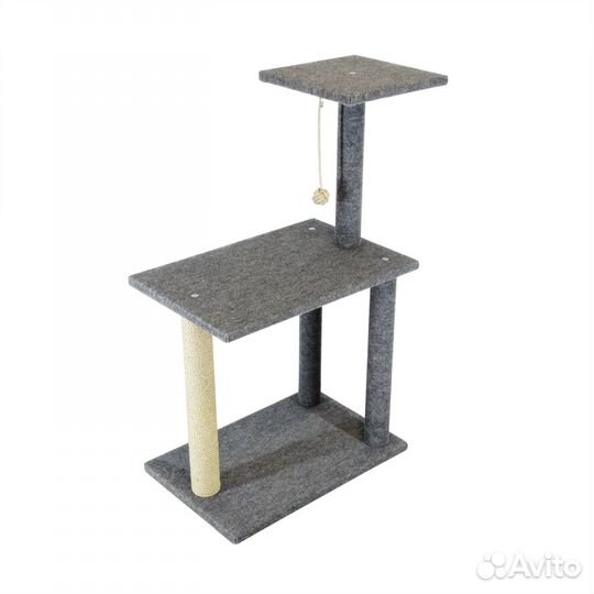 Когтеточка с большой лежанкой и игрушкой 3-х уровн