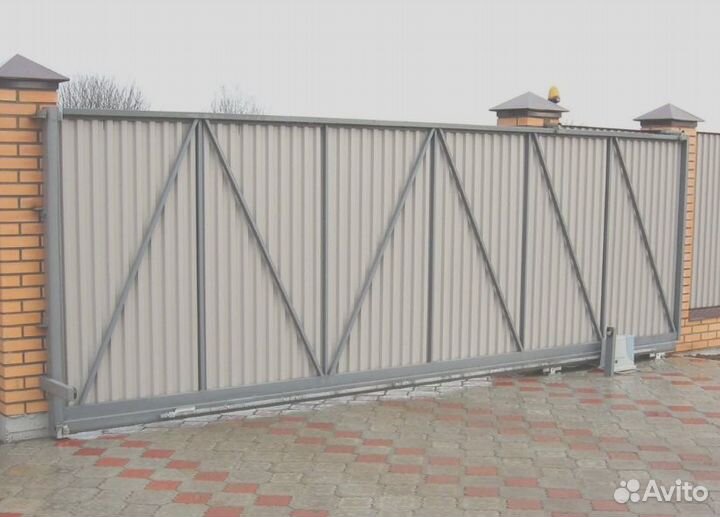 Откатные ворота для дачи 4,1*2,1м