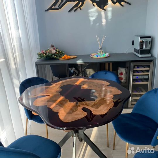 Стол из смолы, стол река, стол из эпоксидной смолы