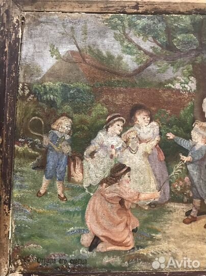 Старинная картина, холст 49-41 см