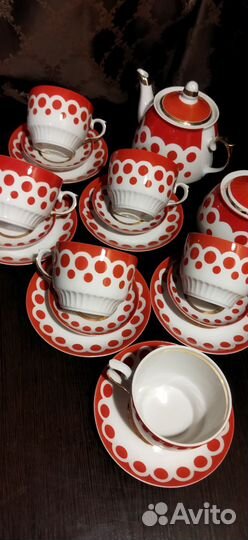 Чайный сервиз СССР горох, сервизы Дулево, Вербилки