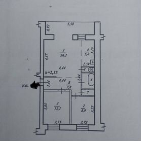 3-к. квартира, 63,8 м², 2/5 эт.