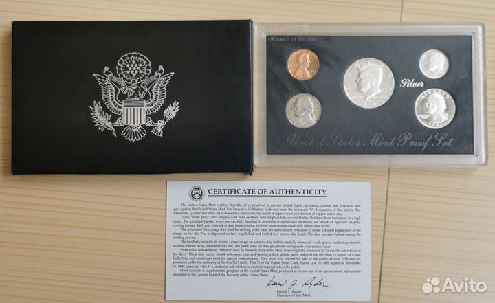 Годовой набор монет серебро США 1993