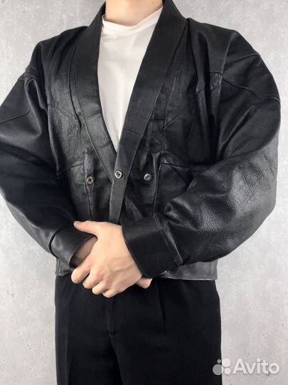 Винтажный кожаный бомбер куртка бандитка косуха 90