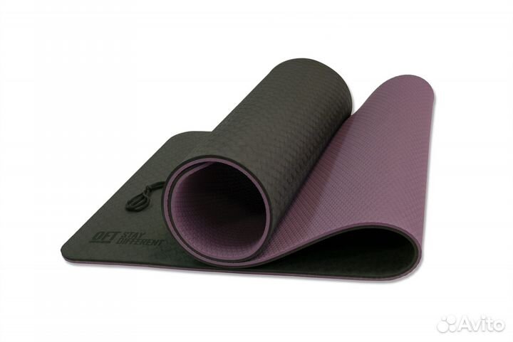 Коврик для йоги 10 мм двухслойный TPE черно-фиолет