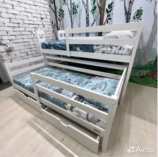 Детская кровать из березы для 2-х детей