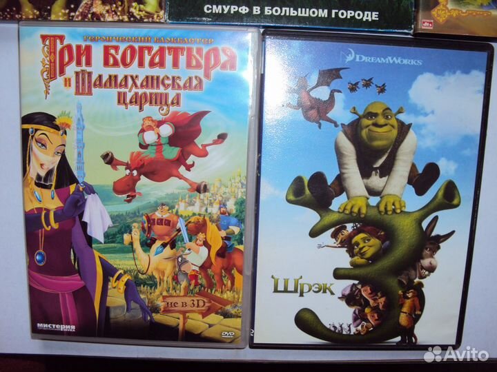 DVD фильмы и мультфильмы разные 8шт пакетом