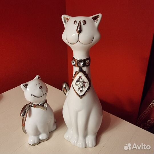 Фигурки котиков, Италия, фарфор, стразы