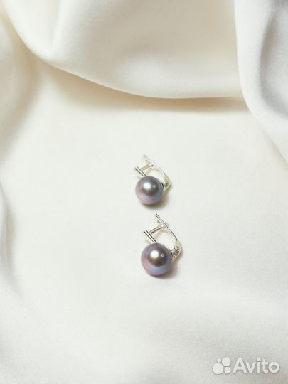 Серьги с натуральным жемчугом
