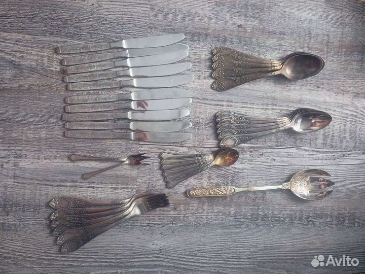 Мельхиоровый набор вилок и ложек СССР