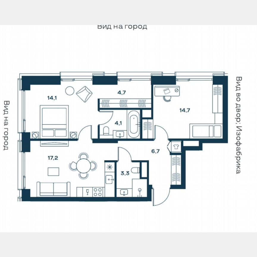 2-к. квартира, 65 м², 5/25 эт.