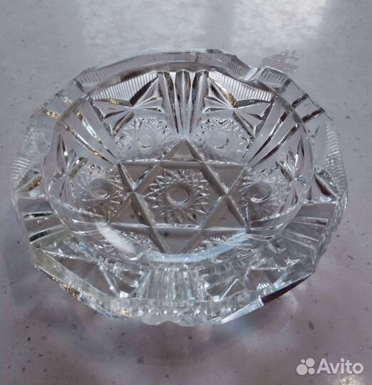 Большая хрустальная пепельница СССР большая