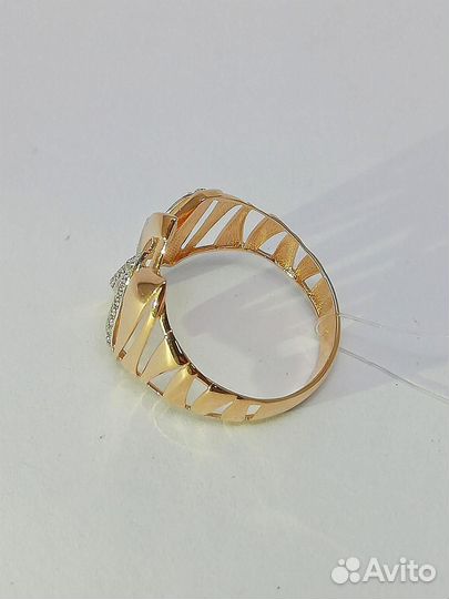 Золотое кольцо крупное из красного золота 585 проб