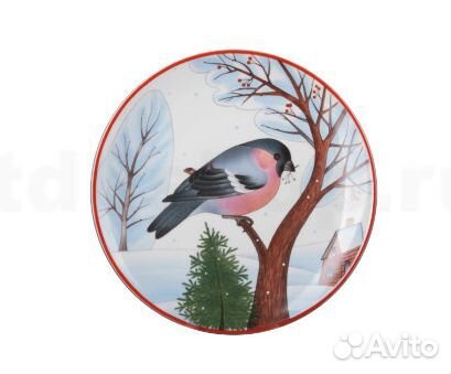 Тарелка декоративная 195 мм Ф. эллипс рис. снегирь