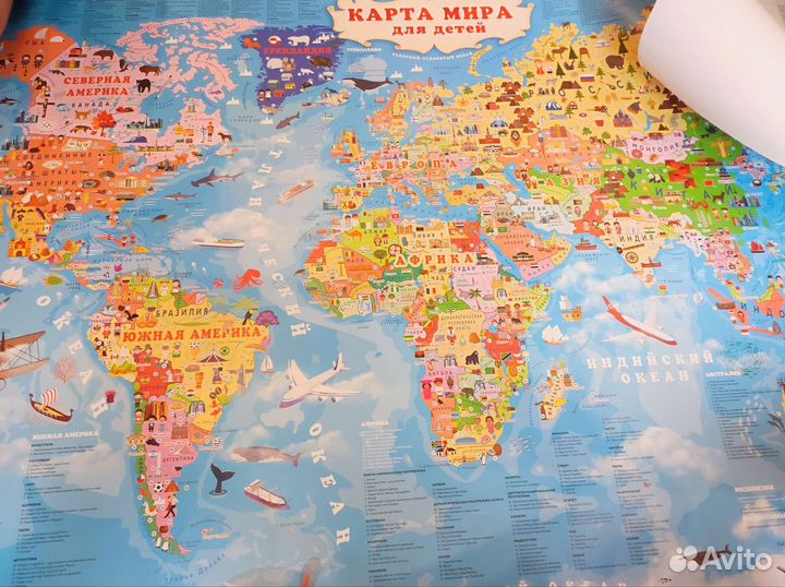 Карта мира детская на стену