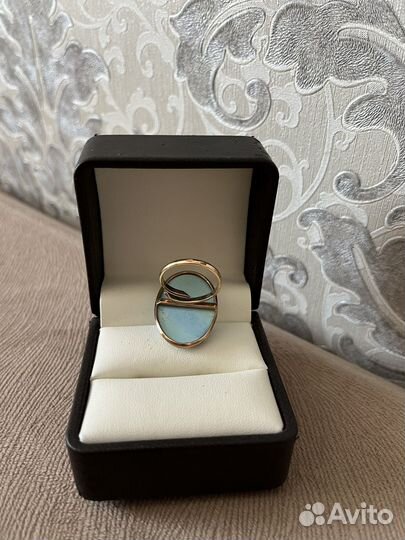 Ювелирный набор кольцо и серьги из золота и бирюзы