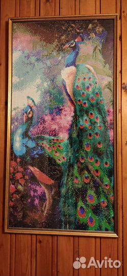 Картина алмазная мозаика 45*90 Павлин