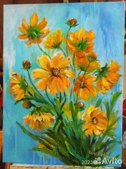 Картина маслом на холсте цветы