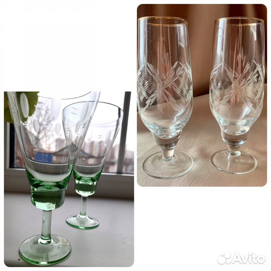 Бокалы фужеры цветное стекло СССР