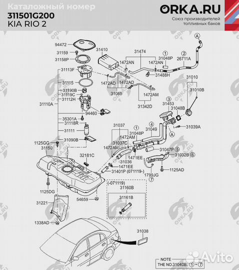 Топливный бак Kia Pride