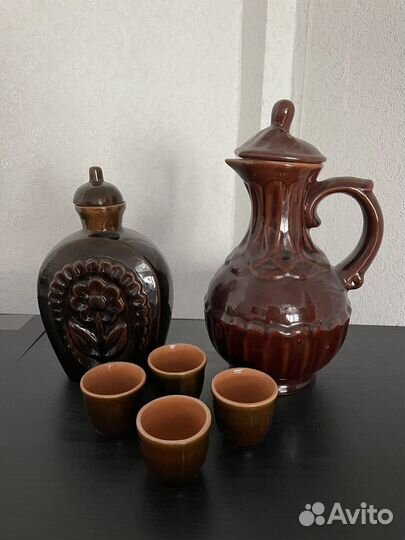 Глиняный кувшин с крышкой СССР