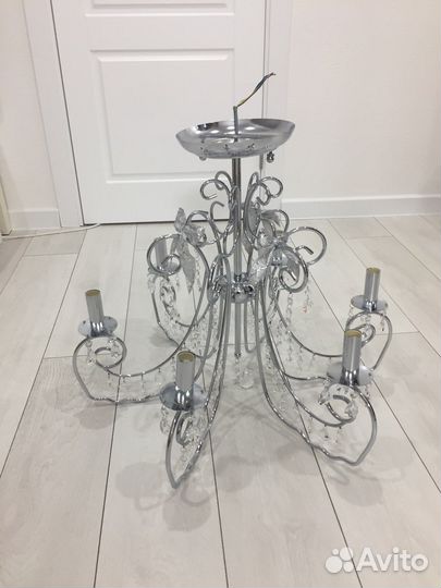 Люстра сталь + хрусталь